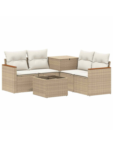 Set di divani 6 pz Beige e Bianco Crema