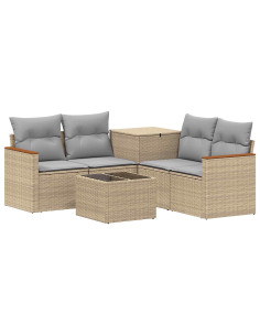 Set di divani 6 pz Beige e Grigio Chiaro 2