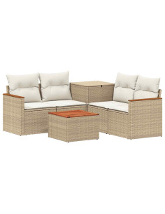 Set di divani 6 pz Beige e Bianco Crema 2