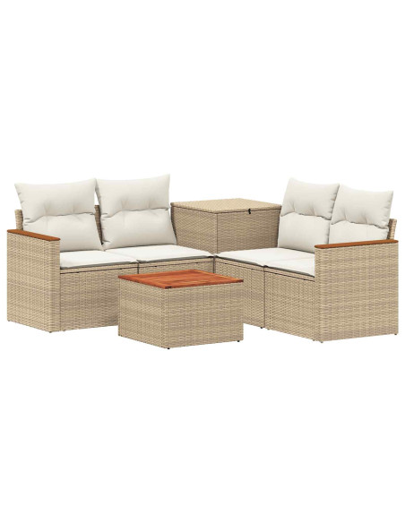 Set di divani 6 pz Beige e Bianco Crema