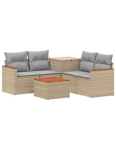 Set di divani 6 pz Beige e Grigio Chiaro 2