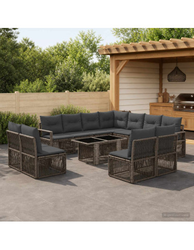 Set Divano da Giardino 12 pz Grigio e Grigio Scuro polyrattan