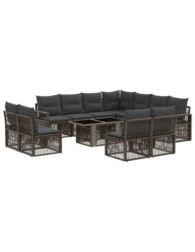 Set Divano da Giardino 12 pz Grigio e Grigio Scuro polyrattan