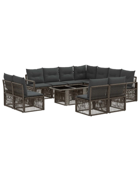 Set Divano da Giardino 12 pz Grigio e Grigio Scuro polyrattan