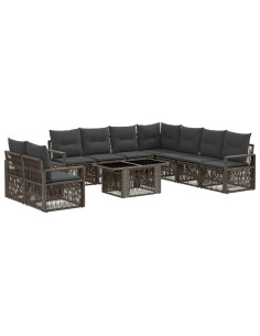 Set Divano da Giardino 10 pz Grigio e Grigio Scuro polyrattan 2
