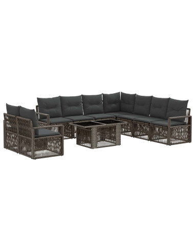 Set Divano da Giardino 10 pz Grigio e Grigio Scuro polyrattan