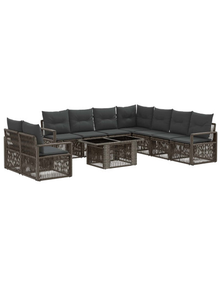 Set Divano da Giardino 10 pz Grigio e Grigio Scuro polyrattan