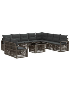Set Divano da Giardino 11 pz Grigio e Grigio Scuro polyrattan 2
