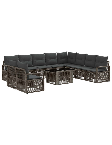 Set Divano da Giardino 11 pz Grigio e Grigio Scuro polyrattan