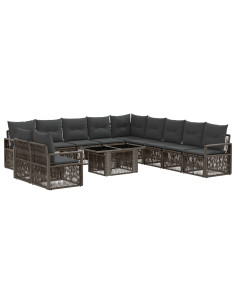 Set Divano da Giardino 12 pz Grigio e Grigio Scuro polyrattan 2