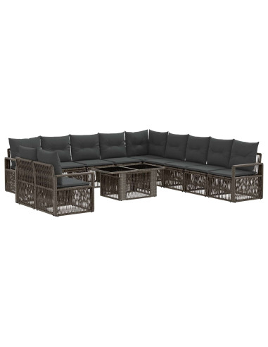 Set Divano da Giardino 12 pz Grigio e Grigio Scuro polyrattan