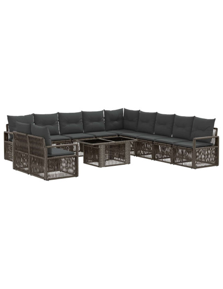 Set Divano da Giardino 12 pz Grigio e Grigio Scuro polyrattan