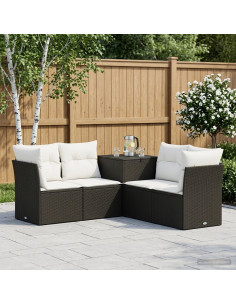 Set di divani 5 pz Nero e Bianco Crema