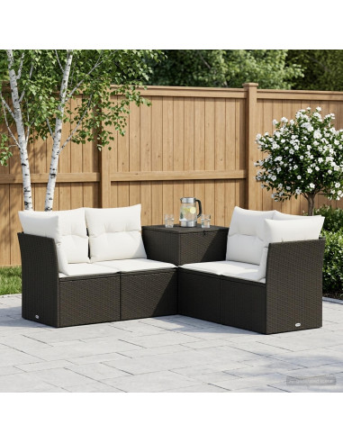 Set di divani 5 pz Nero e Bianco Crema