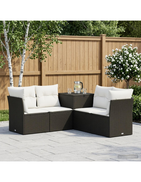 Set di divani 5 pz Nero e Bianco Crema
