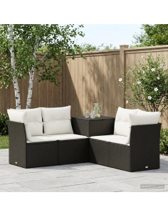 Set di divani 5 pz Nero e Bianco Crema