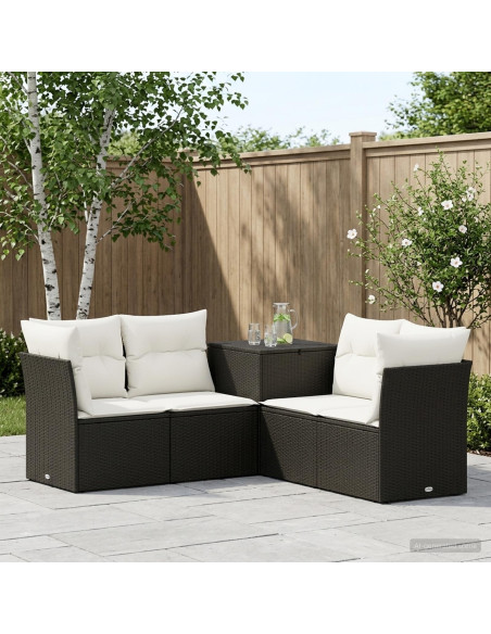 Set di divani 5 pz Nero e Bianco Crema