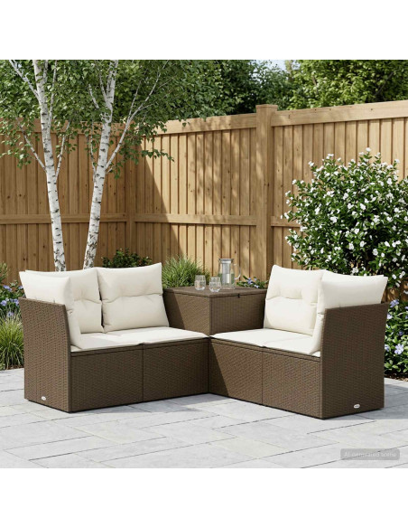 Set di divani 5 pz Marrone e Bianco Crema