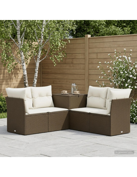 Set di divani 5 pz Marrone e Bianco Crema