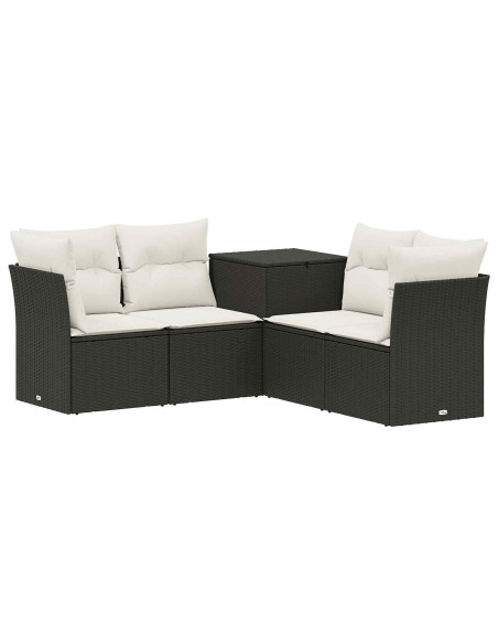 Set di divani 5 pz Nero e Bianco Crema