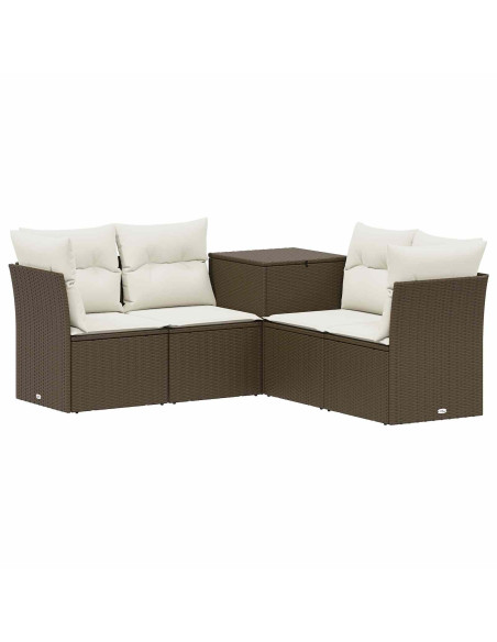 Set di divani 5 pz Marrone e Bianco Crema