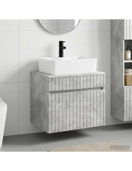 Set di mobili per il bagno Grigio Cemento Legno ingegnerizzato