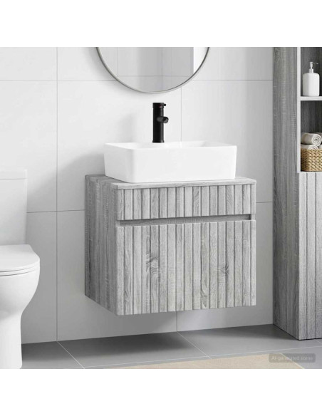 Set di mobili per il bagno Sonoma grigio Legno ingegnerizzato