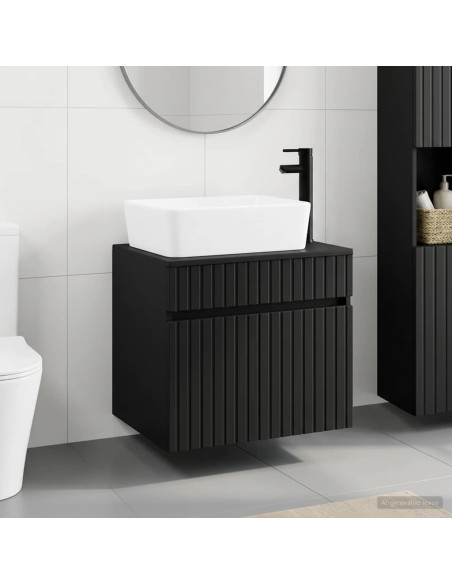 Set di mobili per il bagno Nero Legno ingegnerizzato