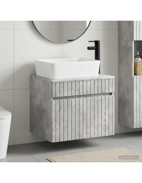 Set di mobili per il bagno Grigio Cemento Legno ingegnerizzato