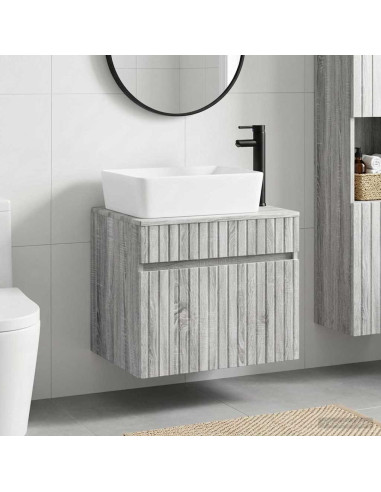 Set di mobili per il bagno Sonoma grigio Legno ingegnerizzato