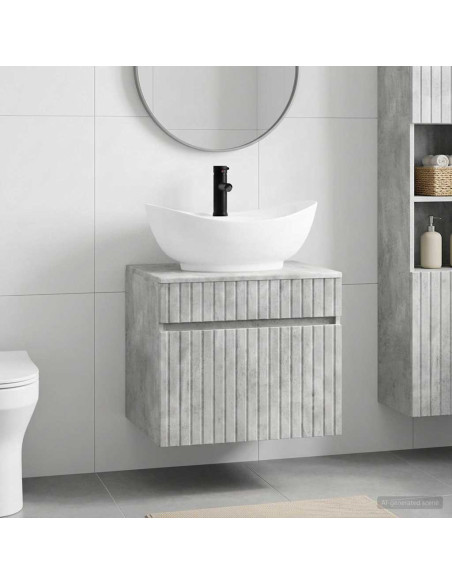 Set di mobili per il bagno Grigio Cemento Legno ingegnerizzato