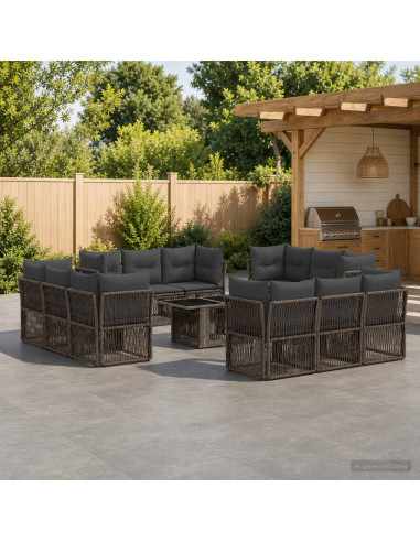 Set Divano da Giardino 13 pz Grigio polyrattan