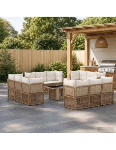 Set Divano da Giardino 13 pz Beige polyrattan