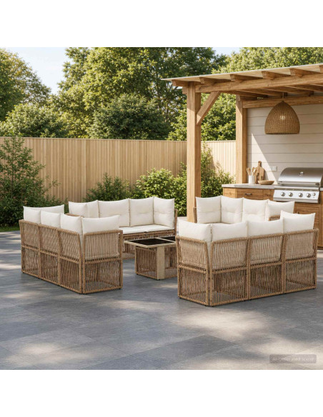 Set Divano da Giardino 13 pz Beige polyrattan
