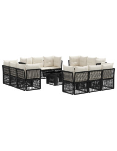 Set Divano da Giardino 13 pz Nero polyrattan 2