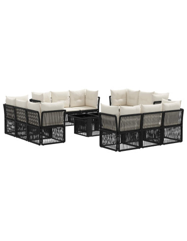 Set Divano da Giardino 13 pz Nero polyrattan