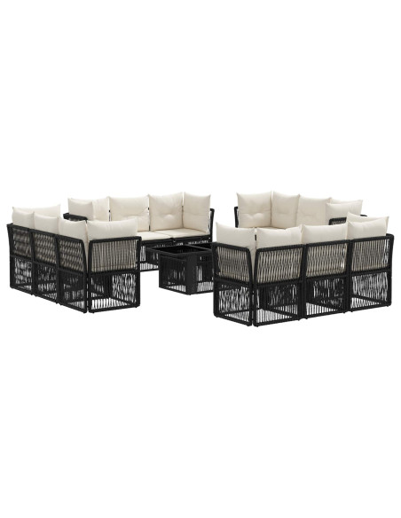 Set Divano da Giardino 13 pz Nero polyrattan
