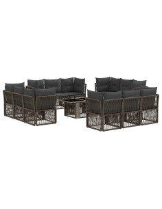 Set Divano da Giardino 13 pz Grigio polyrattan 2