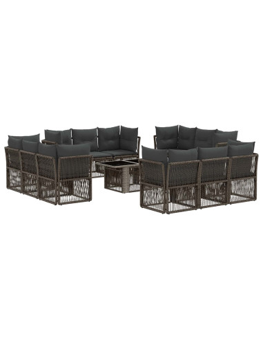 Set Divano da Giardino 13 pz Grigio polyrattan