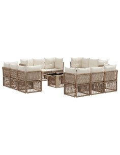 Set Divano da Giardino 13 pz Beige polyrattan 2