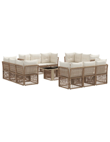 Set Divano da Giardino 13 pz Beige polyrattan