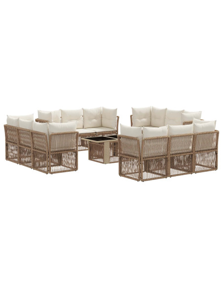 Set Divano da Giardino 13 pz Beige polyrattan