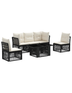 Set Divano da Giardino 6 pz Nero polyrattan 2