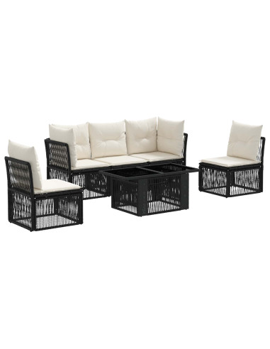 Set Divano da Giardino 6 pz Nero polyrattan