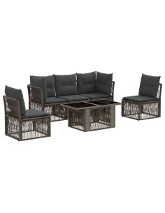 Set Divano da Giardino 6 pz Grigio polyrattan 2