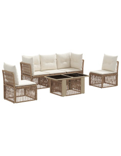 Set Divano da Giardino 6 pz Beige polyrattan 2