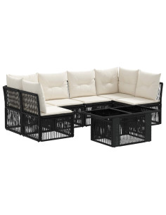 Set Divano da Giardino 7 pz Nero polyrattan 2