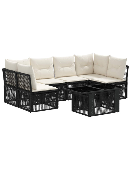 Set Divano da Giardino 7 pz Nero polyrattan