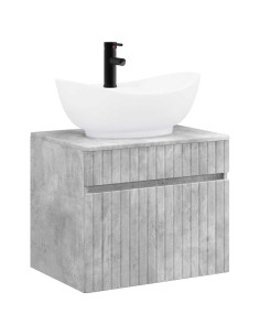 Set di mobili per il bagno Grigio Cemento Legno ingegnerizzato 2