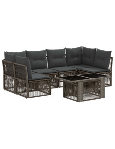 Set Divano da Giardino 7 pz Grigio polyrattan 2
